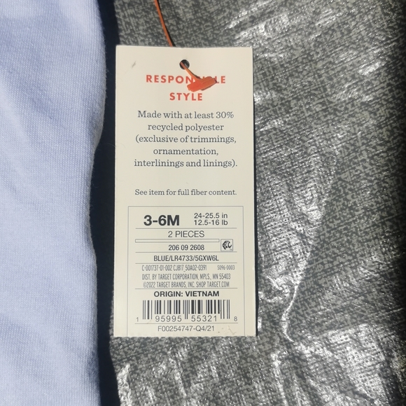 CAT & JACK 3 - 6 month t shirt, short set New NWT Blue, yellow white SUMMER - Picture 4 of 16